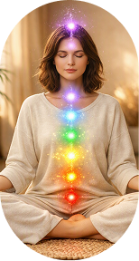 Spiritual healing session with chakra light